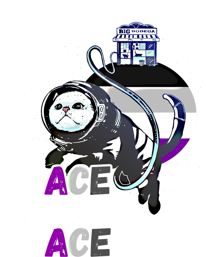 Asexual Astronaut Cat Retro Space Is My Place Ace Asexuality Gift T-Shirt