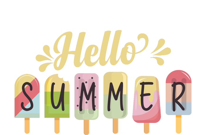 Hello Summer Vacation Ice Cream Popsicle Pastel T-Shirt