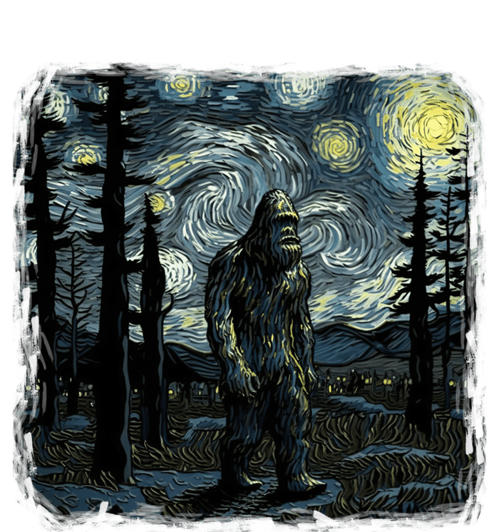 Bigfoot Starry Night Sasquatch Van Gogh Sky Painting Art Yupoong Adult 5-Panel Trucker Hat