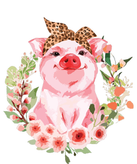 Pig With Leopard Headband Flower Cute Pig Lover Gifts Baby Bodysuit