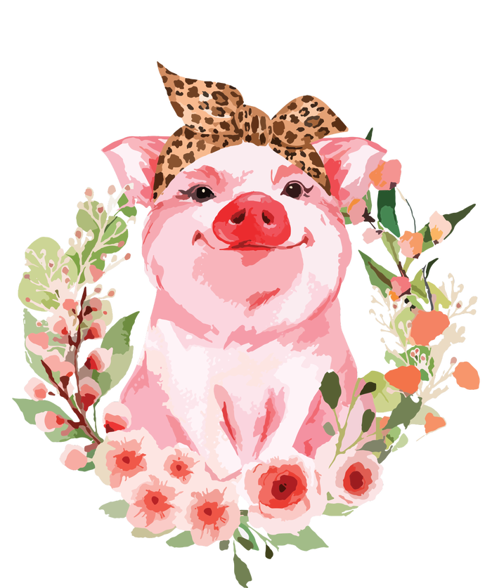 Pig With Leopard Headband Flower Cute Pig Lover Gifts Baby Bodysuit