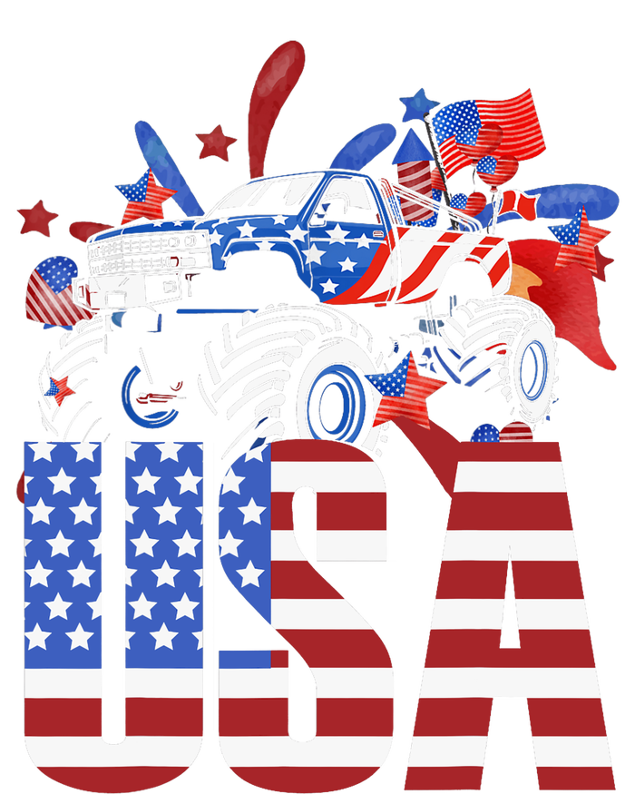 Monster Truck Boy USA American Flag July 4th T-Shirt