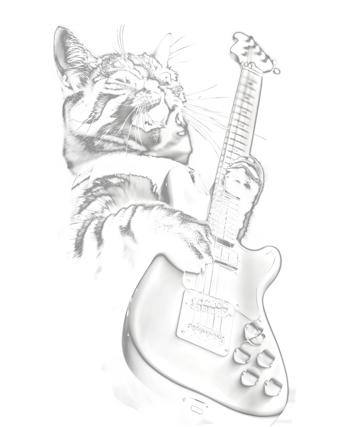 Rock Cat Playing Guitar Funny Guitar Cat Guitarist T-Shirt