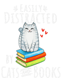 Easily Distracted By Cats And Books Funny Cat & Book Lover Softstyle Adult Sport Polo