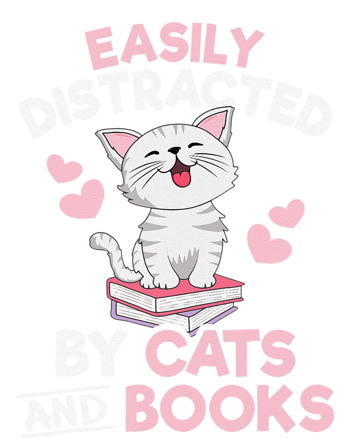 Easily Distracted By Cats And Books Cute Cat Book Lover Yupoong Adult 5-Panel Trucker Hat