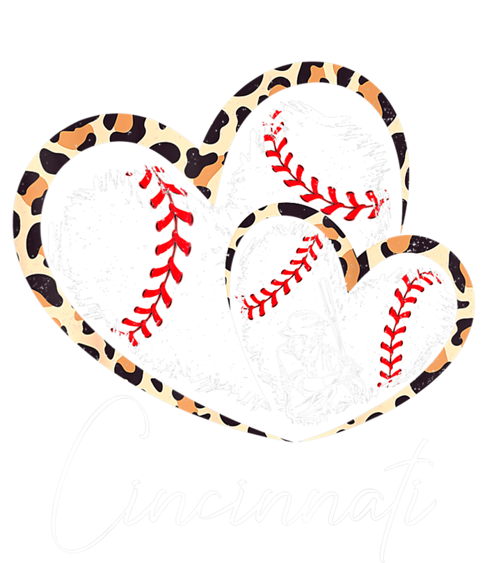 Vintage Cincinnati Baseball Leopard Heart Baseball Fans Womens California Wash Sweatshirt