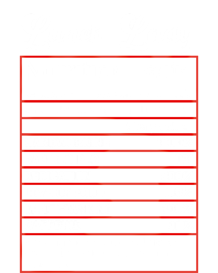 Funny Lunch Lady Nutrition Facts School Cafeteria Cooks Gift Sweatshirt Cinch Pack Bag