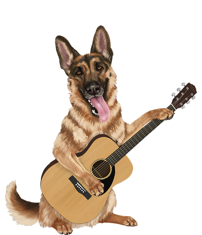 German Shepherd playing the acoustic guitar Yupoong Adult 5-Panel Trucker Hat