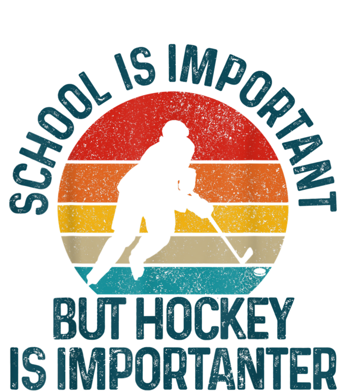 School Is Important But Hockey Is Importanter Funny Gift Performance Long Sleeve Polo