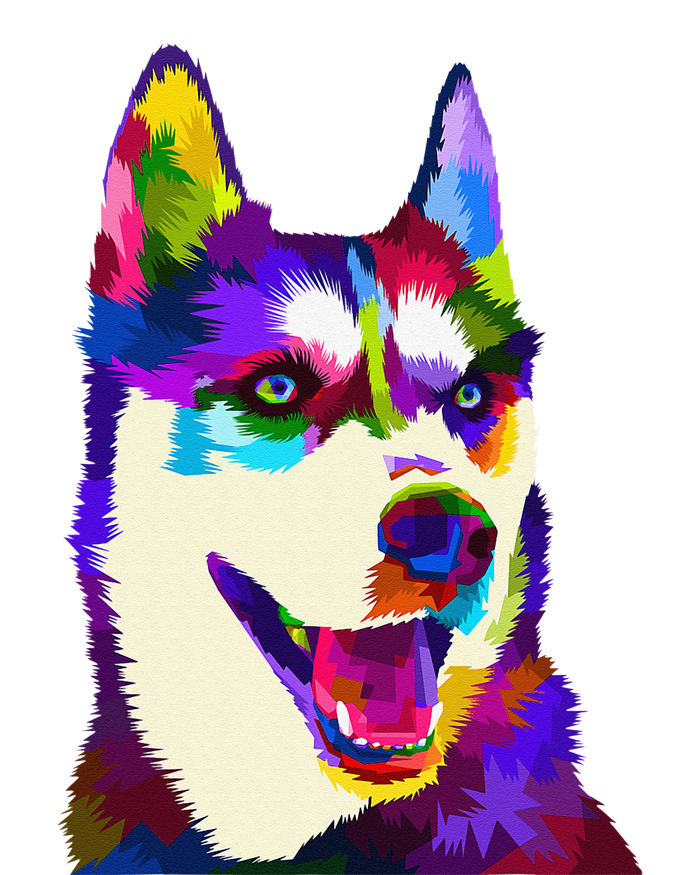 Husky Colorful Pop Art Portrait For Dog Owners Chukcha Sibe T-Shirt