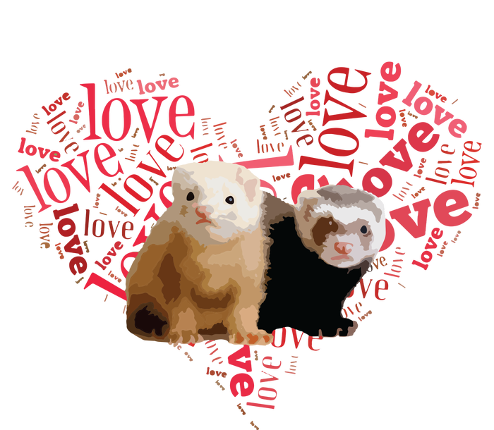 I Love Ferrets Heart Shaped Ferret Lover Gift T-Shirt