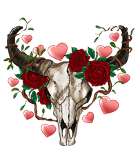 Boho Bull Skull Roses Heart Western Country Valentines Day Meaningful Gift T-Shirt