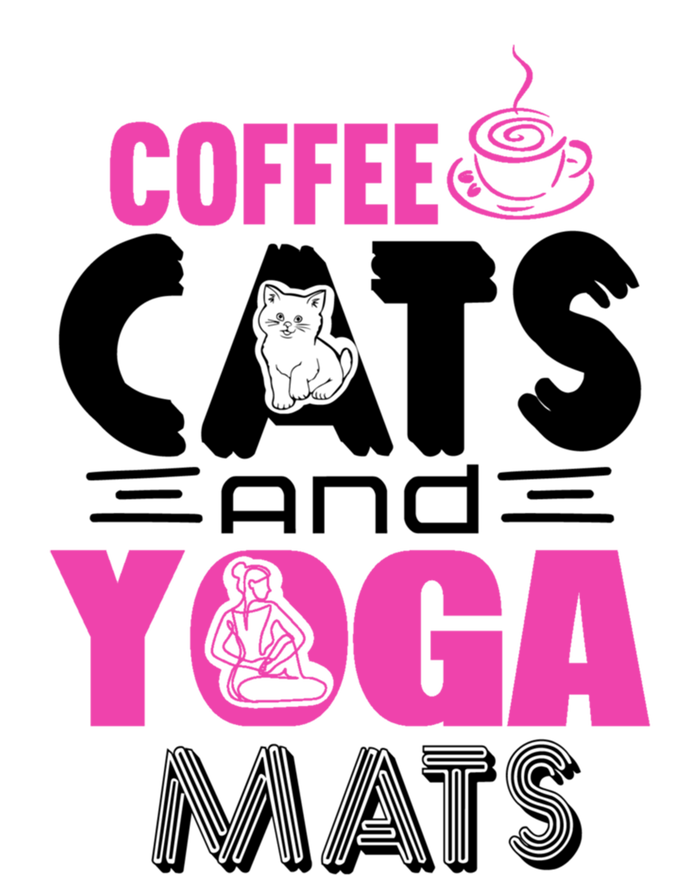 Cute Pink Coffee Cats And Yoga Mats Theme Great Gift T-Shirt