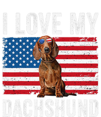 I Love My Dachshund Dad Mom American Flag Weiner Dog Doxie Yupoong Adult 5-Panel Trucker Hat