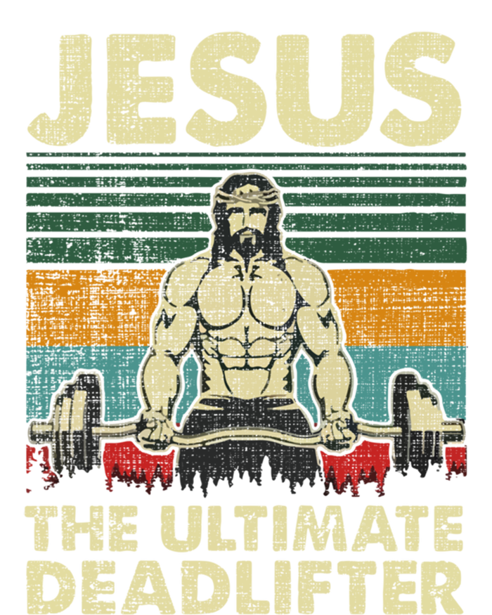 Jesus The Ultimate Deadlifter Funny Christian Workout Jesus Gift Striped Beanie with Solid Band