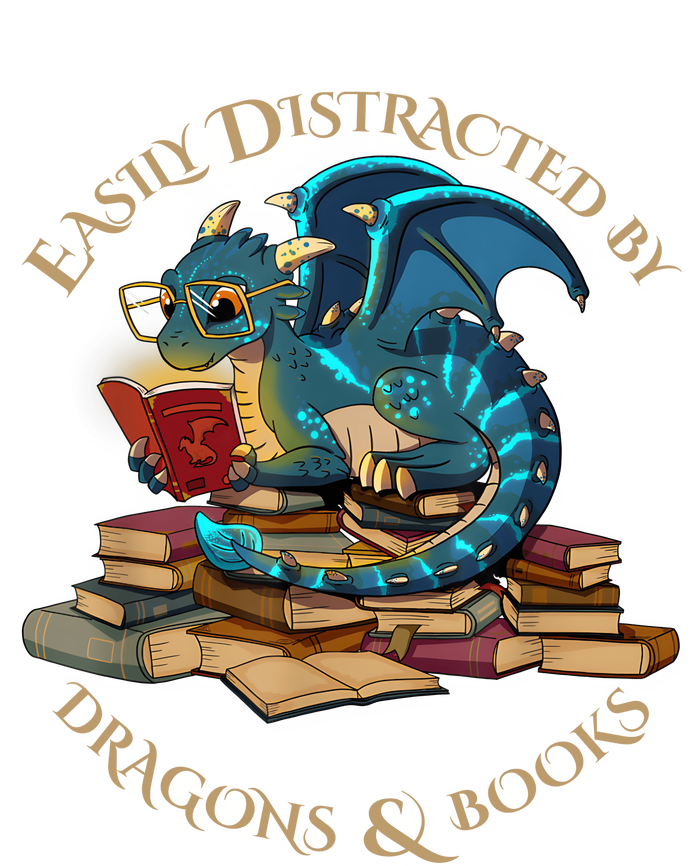 Easily Distracted By Dragons And Books Gift Nerd Dragon Tank Top