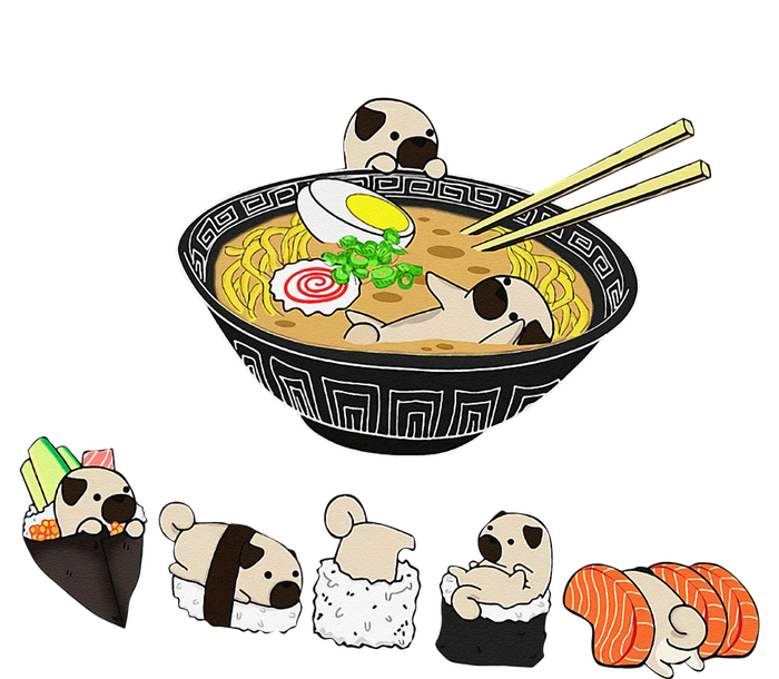 Funny Pug Sushi Ra Bowl Cute Japanese Kawaii Dog Lovers T-Shirt