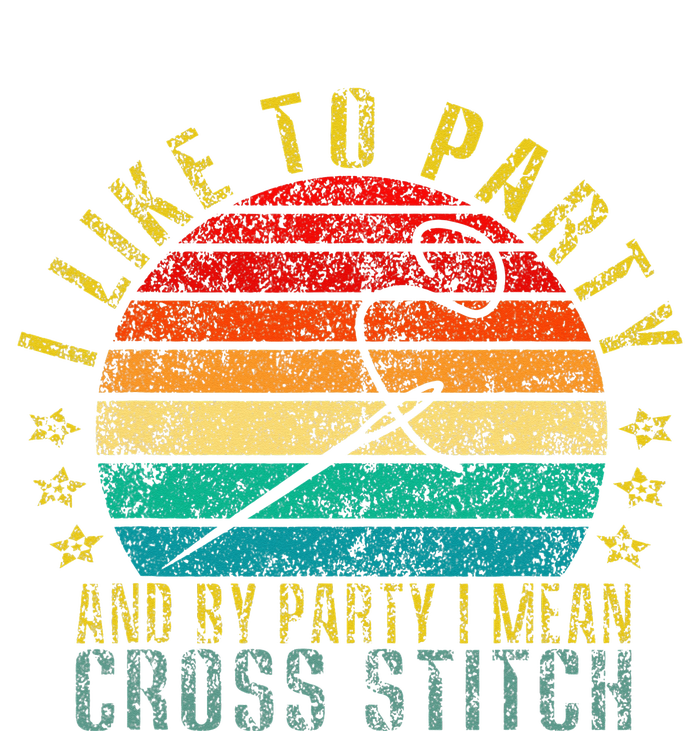 I Like To Party And By Party I Mean Cross Stitch Funny Retro Canvas