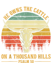 He Owns The Cattle On A Thousand Hills Bull Skull Christian Womens Cotton Relaxed Long Sleeve T-Shirt