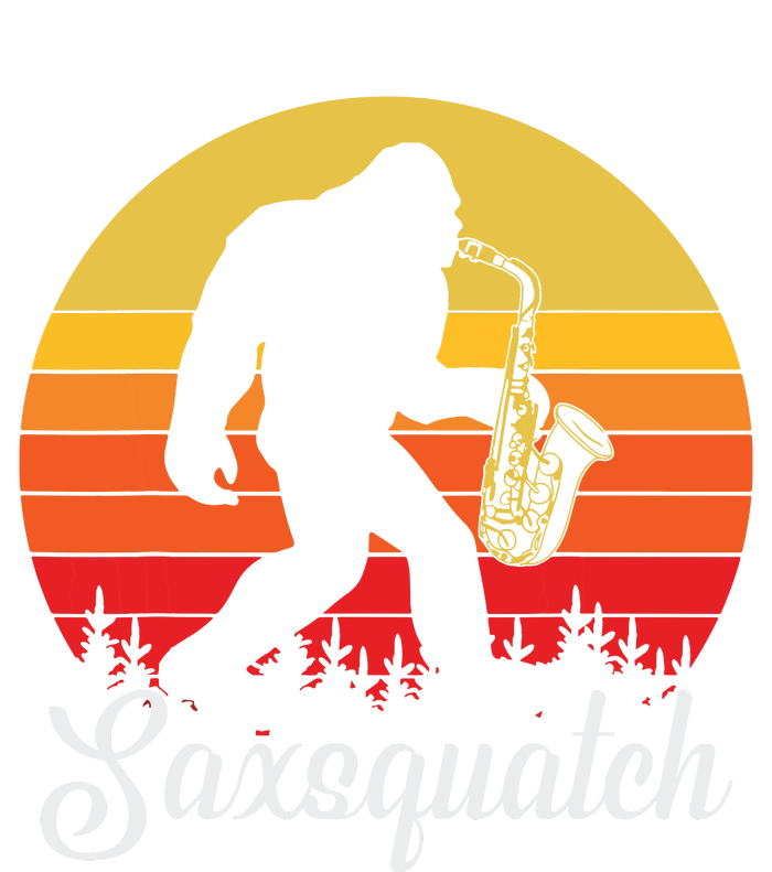 Funny Retro Bigfoot Silhouette Sun Saxophone Bigfoot Adult ChromaSoft Performance T-Shirt