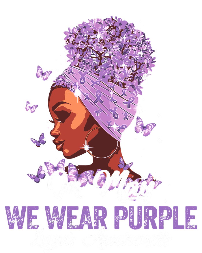 Black Women In May We Wear Purple Ribbon Lupus Awareness T-Shirt