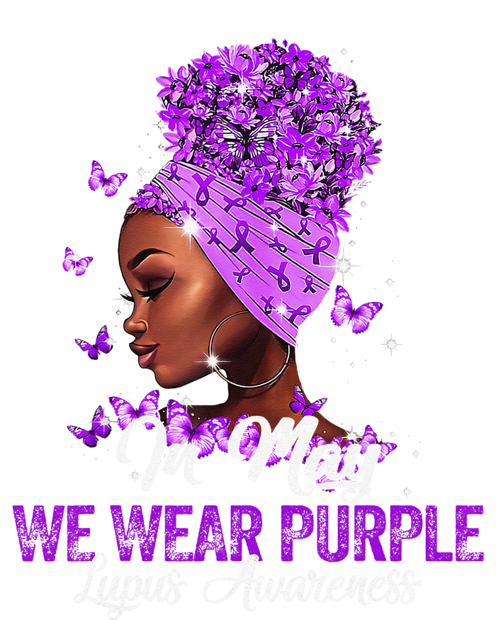 Black Wo In May We Wear Purple Ribbon Lupus Awareness Women's T-Shirt