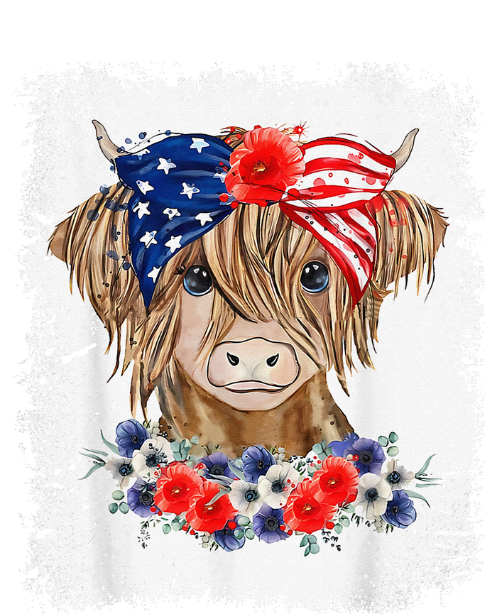 Bleached 4th Of July Long Haired Calf USA Patriotic Cow T-Shirt