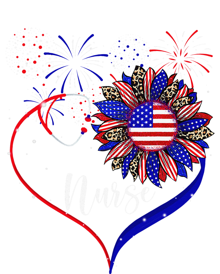 Patriotic Nurse 4th Of July American Flag Sunflower Love T-Shirt