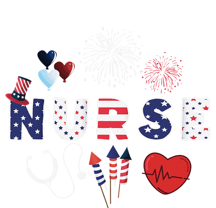 Pride Nurse USA Flag Stethoscope Patriotic Nurse 4th Of July Tall Long Sleeve T-Shirt