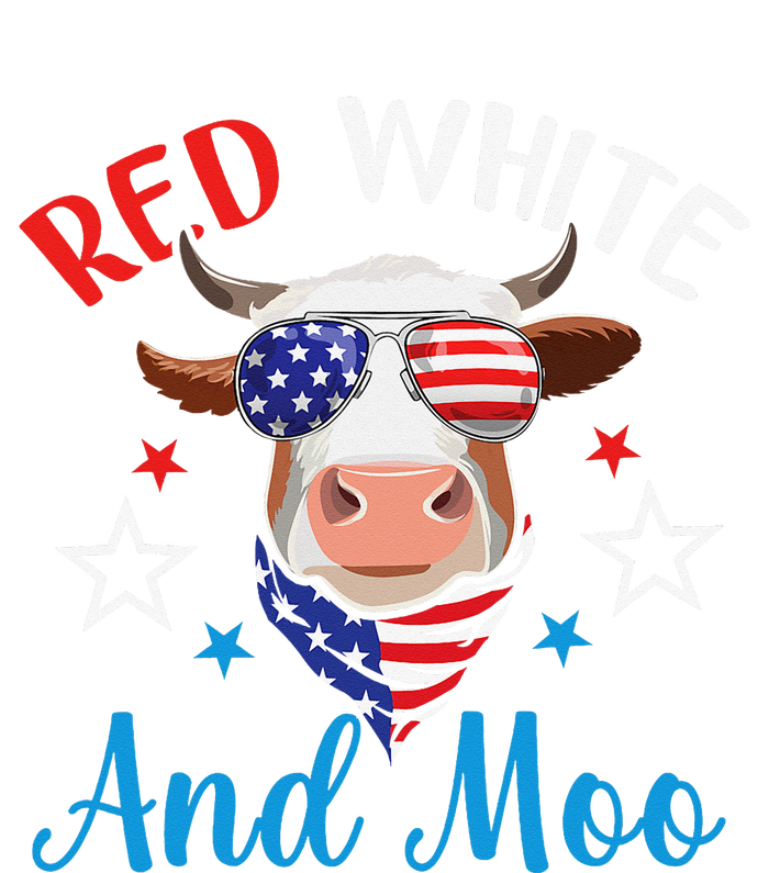 Red White And Moo 4th Of July Cow USA Flag Farmer Patriotic T-Shirt