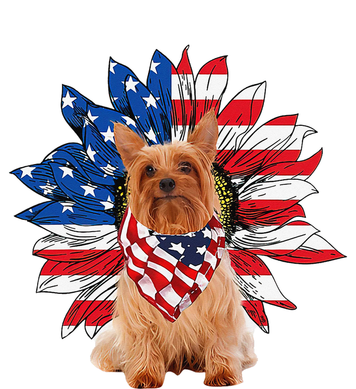 Silky Terrier American Flag Sunflower Dog Lovers 4th Of July Long Sleeve Pajama Set