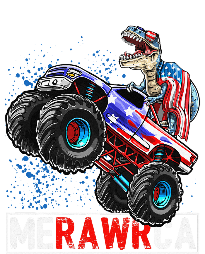 Merica Dinosaur Monster Truck 4th of July American Flag Coaster