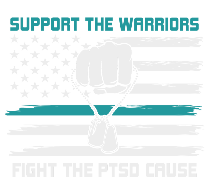 PTSD Awareness Military Teal Ribbon Usa Flag Stripe Pom Pom Beanie