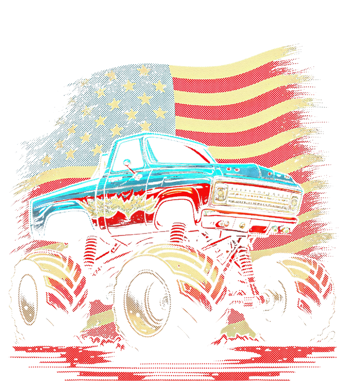 Monster Truck 4th of July Vintage American Flag Patriotic T-Shirt