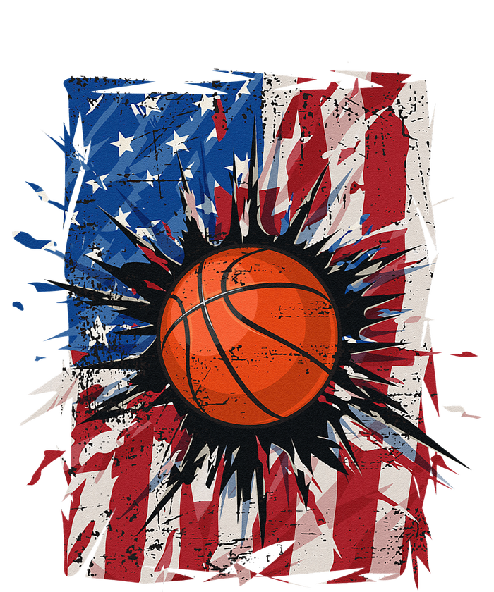 Patriotic Basketball 4th of July USA American Flag Drawstring Bag