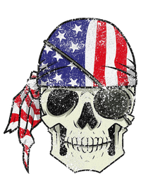 Pirate 4th of July Distressed USA Skull American Flag Women's Fleece Hoodie