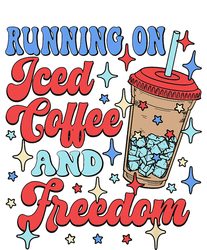 Running On Iced Coffee And Freedom 4th Of July Patriotic Women's T-Shirt