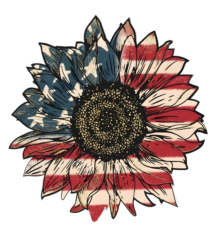 America Sunflower USA Flag Flower Gift For American 4th Of July Flag  Freedom Ladies PosiCharge Competitor Racerback Tank