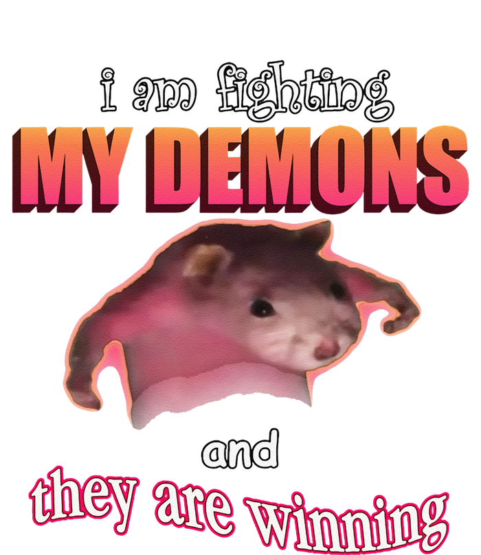 Im Fighting My Demons And They Are Winning Rat Word Art Meme Canvas