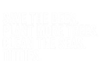 Save The Bees Plant More Trees Clean The Seas Titties Cool Gift Striped Beanie with Solid Band