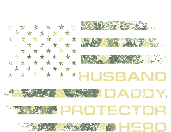 Husband Daddy Protector Hero Fathers Day Camo American Flag Premium T-Shirt