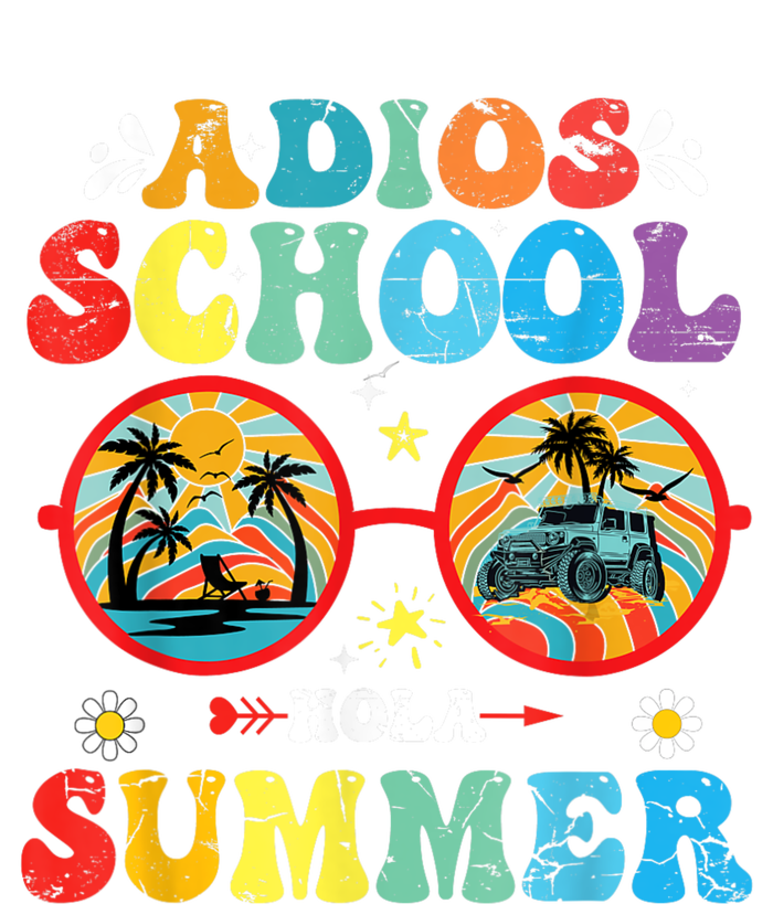 Groovy Last Day Of School Adios School Hola Summer Teacher Performance Fleece Hoodie