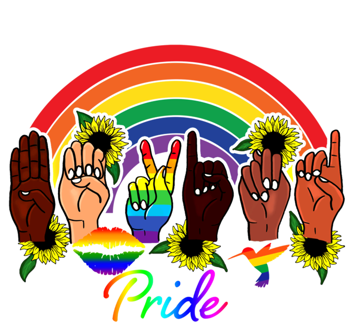 Pride Lgbt Rainbow Lips Kindness Sign Language Hand Flowers Gift 16 in Basic Backpack