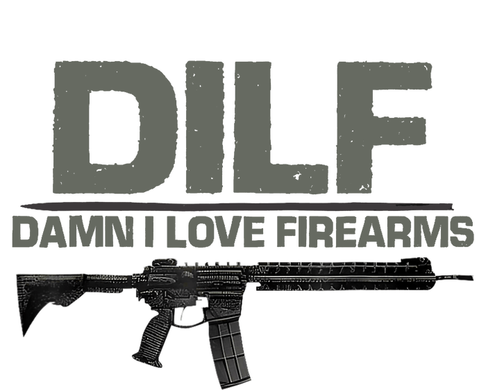 DILF Damn I Love Firearms Funny Womens Funnel Neck Pullover Hood