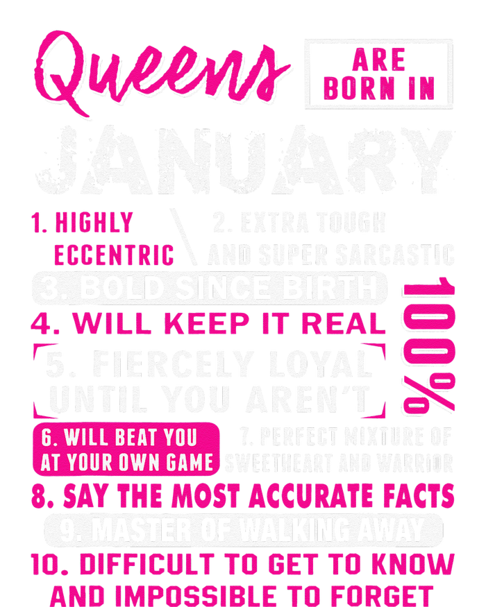 Queens Are Born In January Gifts 10 Facts Funny Birthday Poster