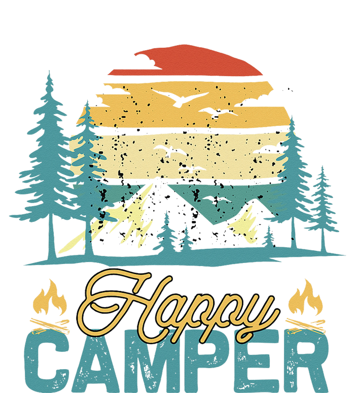 Happy Camper Retro Vintage Funny Matching Camping Crew Womens Cotton Relaxed Long Sleeve T-Shirt