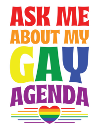 Ask Me About My Gay Agenda Funny Cute Lgbtq Pride Flag Heart Cute Gift Women's Racerback Tank