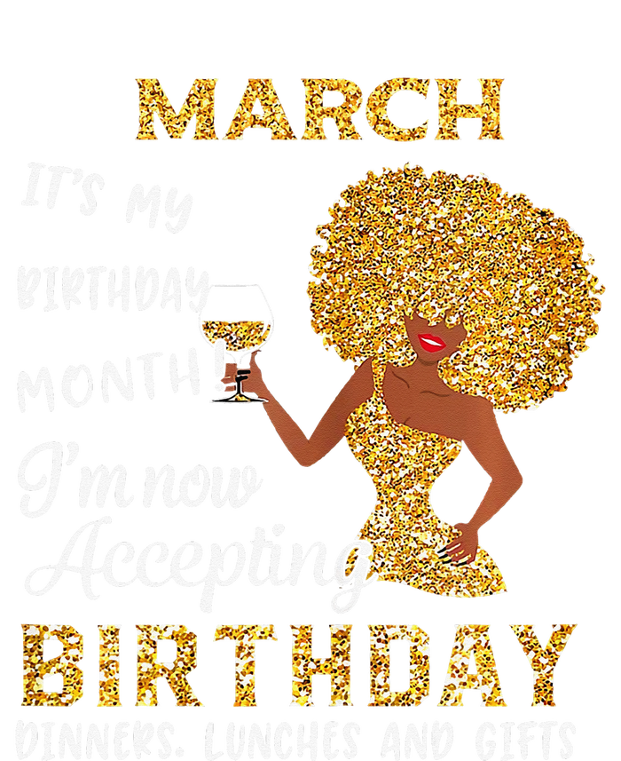 March My Birthday Month Gold Glitter Black Afro Gift T-Shirt