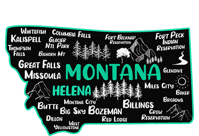 Cute map of Montana Helena Missoula Billings Kalispell Women's Knotted Racerback Tank