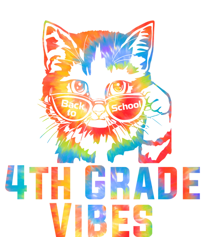 Fourth 4th Grade Vibes Back To School Cat Kitty Girl Tie Dye Gift 7-Panel Snapback Hat